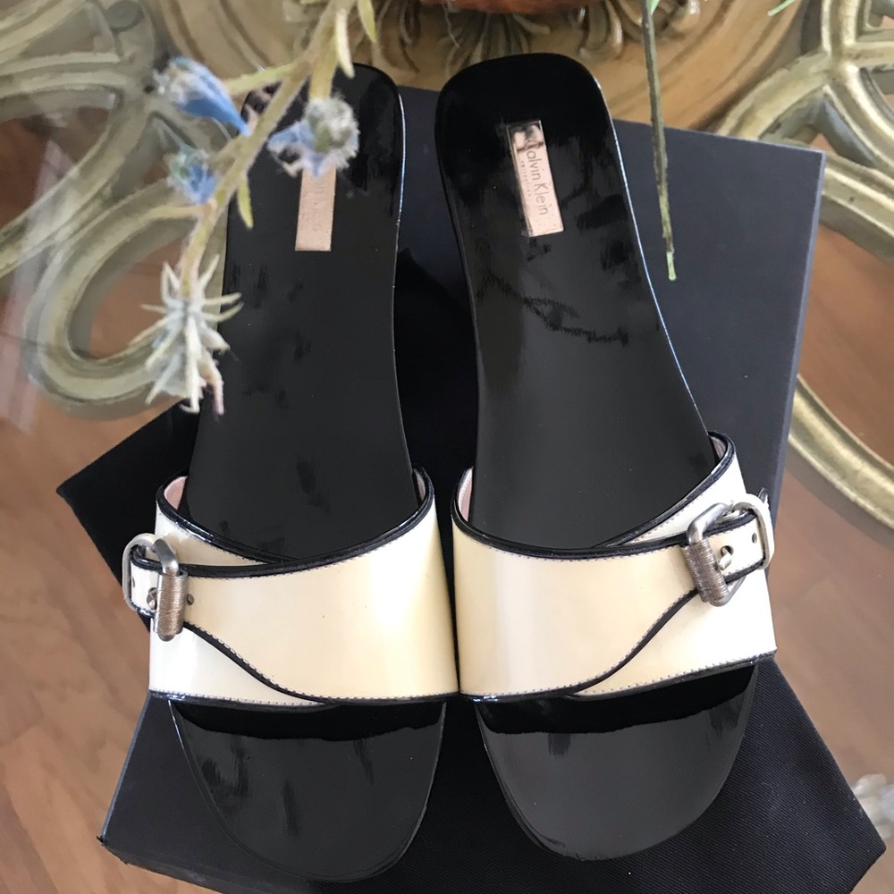 Calvin Klein Collection Clogs Black Patent Leather